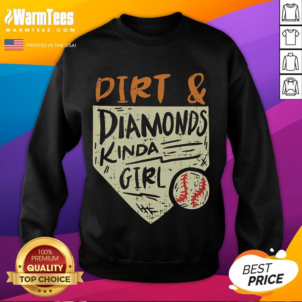 Funny Cute Softball Baseball Dirt & Diamonds Kinda Girl T-Shirt - Image 5
