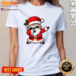 Alternative view of Funny Dabbing Sloth In Santa Claus Christmas Costume Xmas T-Shirt