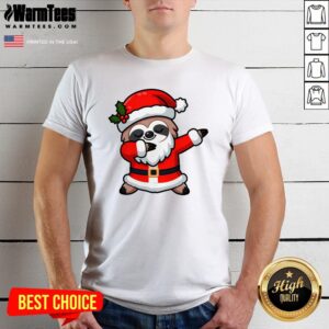 Funny Dabbing Sloth In Santa Claus Christmas Costume Xmas T-Shirt