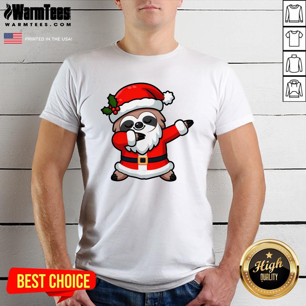 Funny Dabbing Sloth In Santa Claus Christmas Costume Xmas T-Shirt