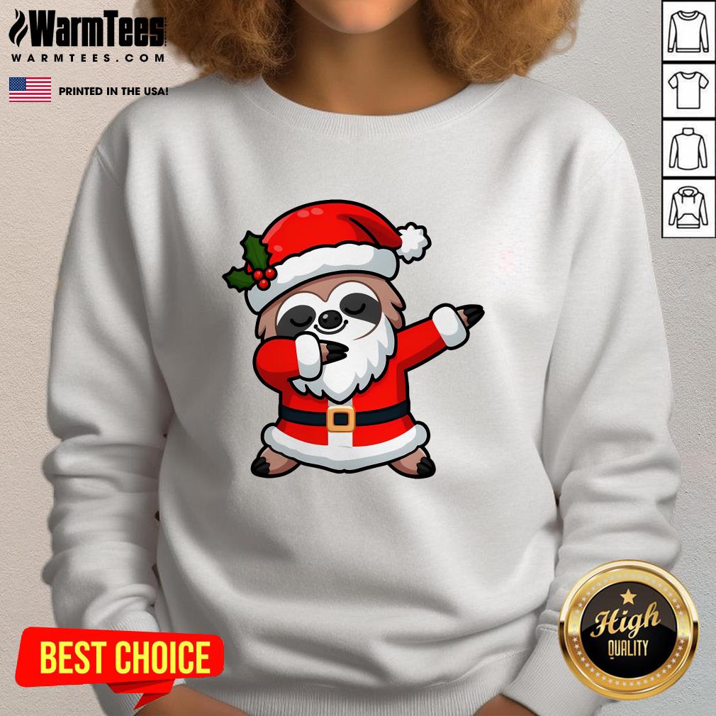 Funny Dabbing Sloth In Santa Claus Christmas Costume Xmas T-Shirt - Image 4