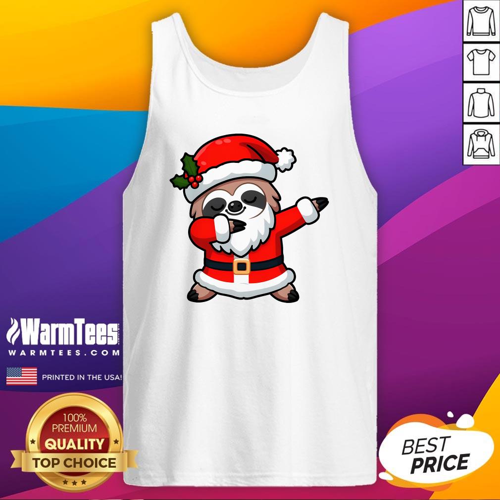 Funny Dabbing Sloth In Santa Claus Christmas Costume Xmas T-Shirt - Image 5