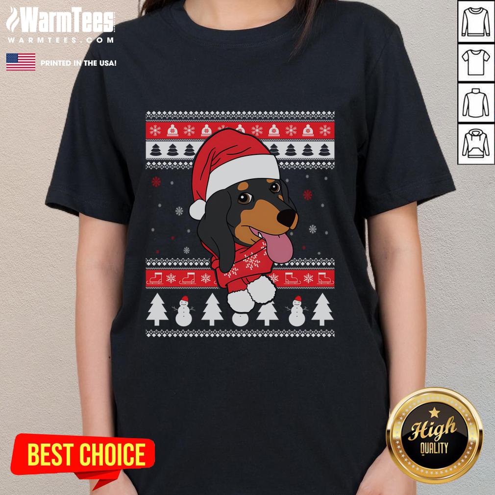 Funny Dachshund Dog Ugly Christmas T-Shirt - Image 3