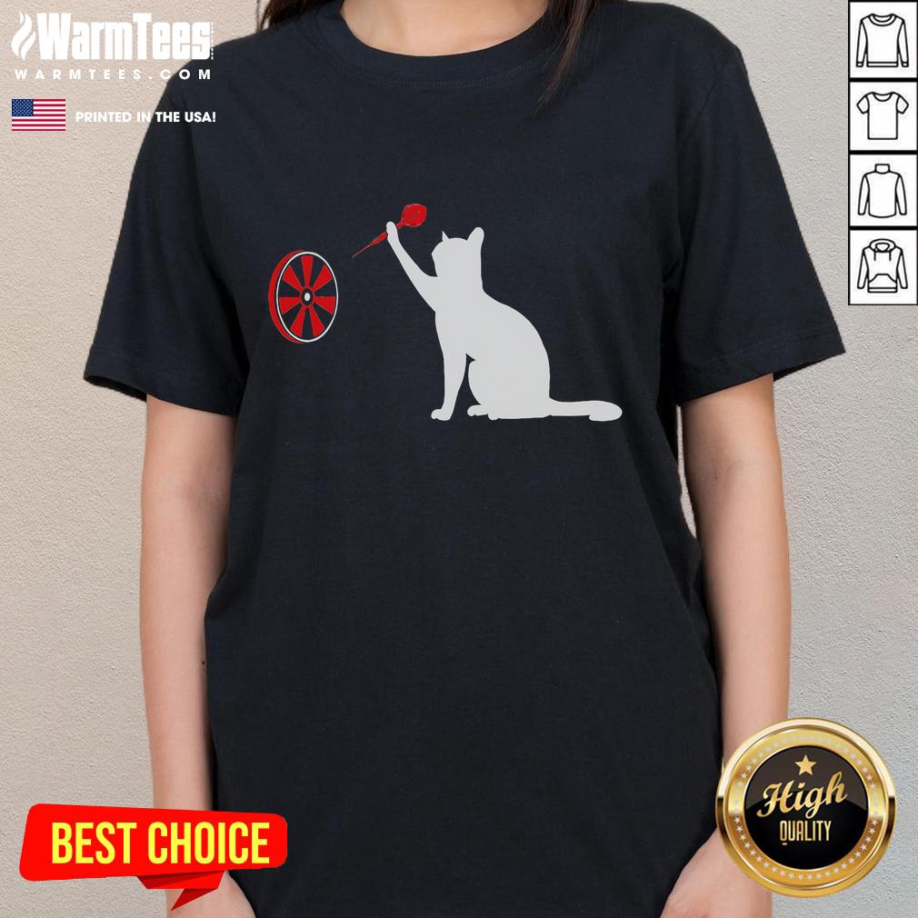 Funny Darts Cat Dart Throwing Cat Dart And Cat Lover T-Shirt - Image 3