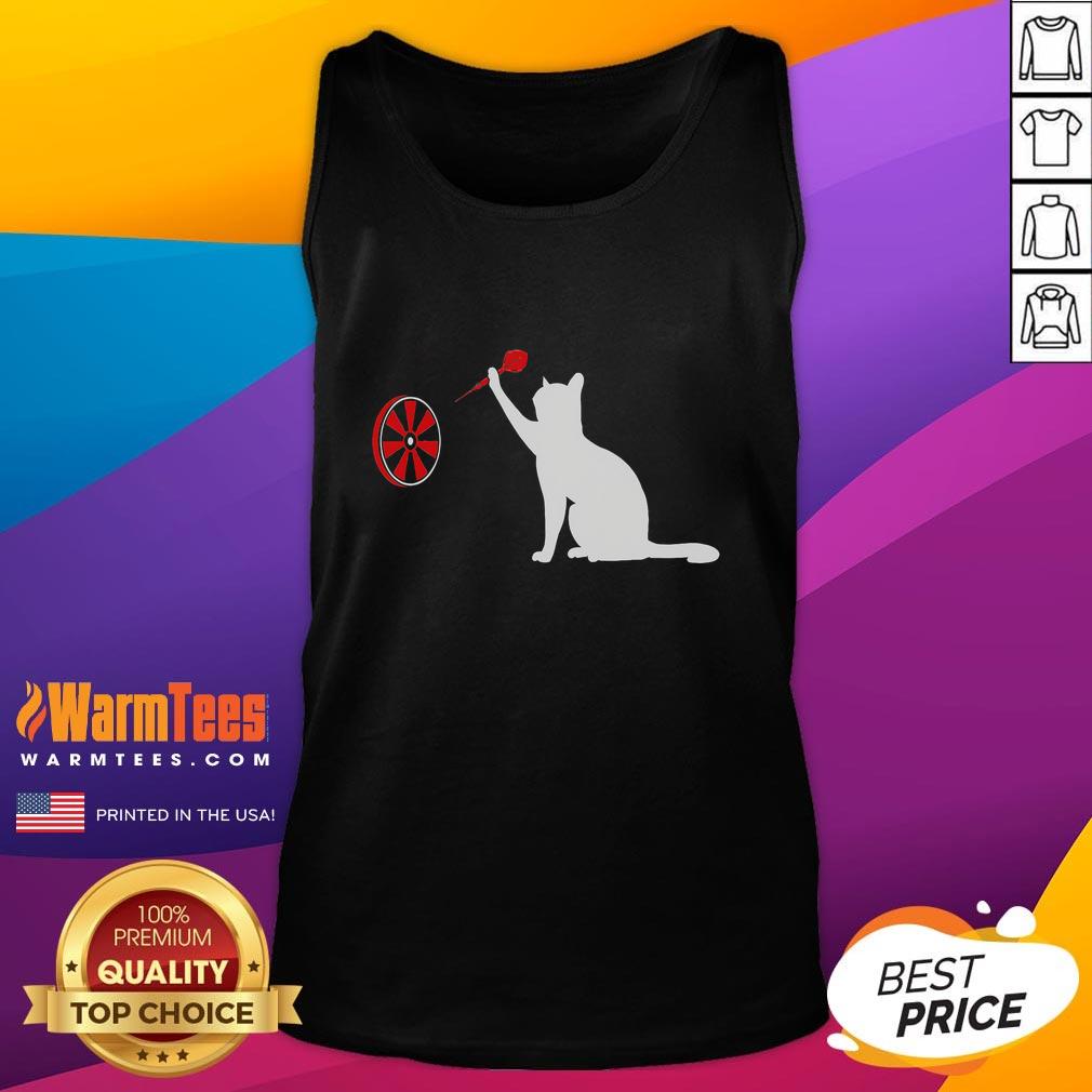 Funny Darts Cat Dart Throwing Cat Dart And Cat Lover T-Shirt - Image 4