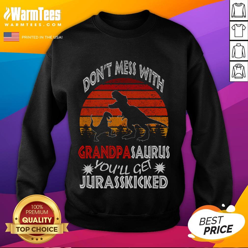 Funny Don't Mess With Grandpa Dinosaur You'll Get Jurasskicked T-Shirt - Image 5