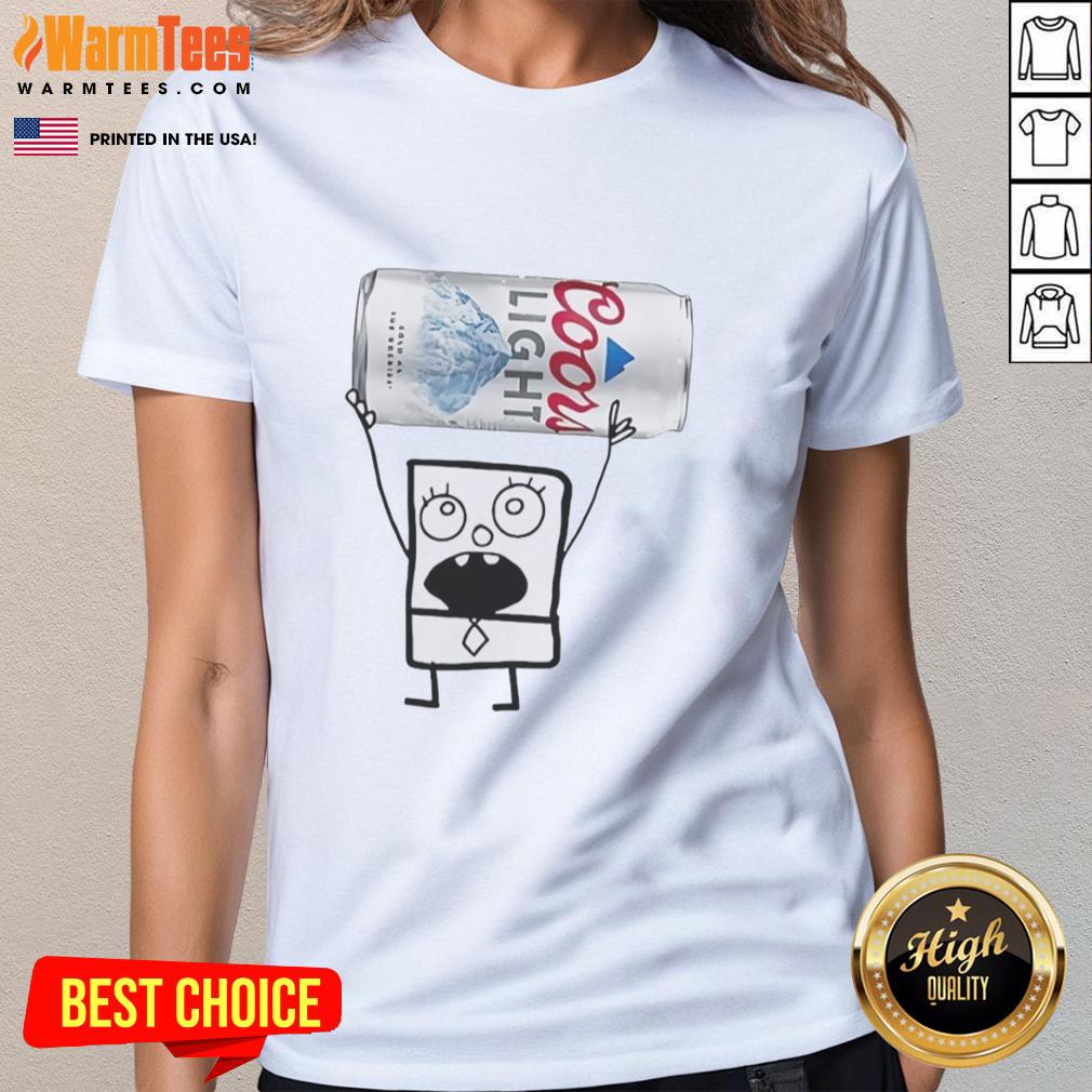 Funny Doodlebob Holding Coors Light Can T-Shirt - Image 3