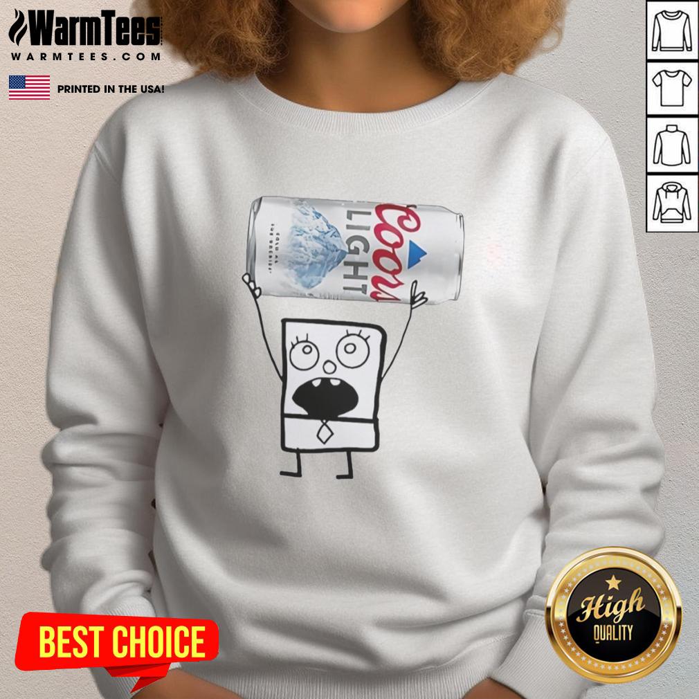 Funny Doodlebob Holding Coors Light Can T-Shirt - Image 5