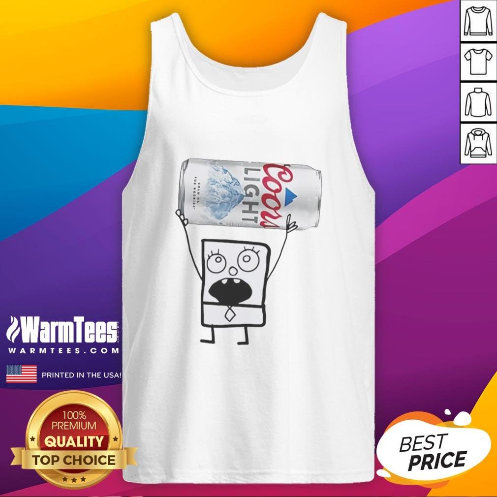 Funny Doodlebob Holding Coors Light Can T-Shirt - Image 4