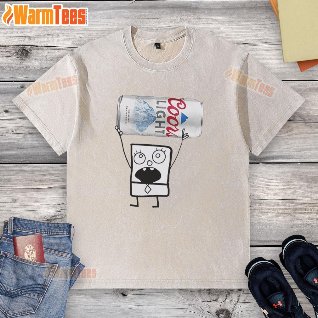 Funny Doodlebob Holding Coors Light Can T-Shirt - Image 6