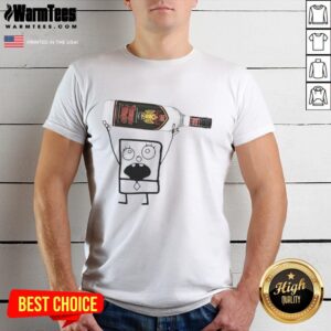 Funny Doodlebob Holding Rumple Minze Peppermint Schnapps Can T-Shirt