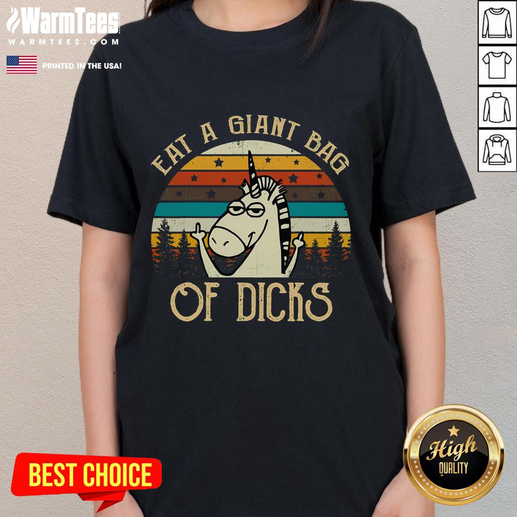 Funny Eat A Giant Bag Of Dicks Unicorn Vintage Sunset T-Shirt - Image 3