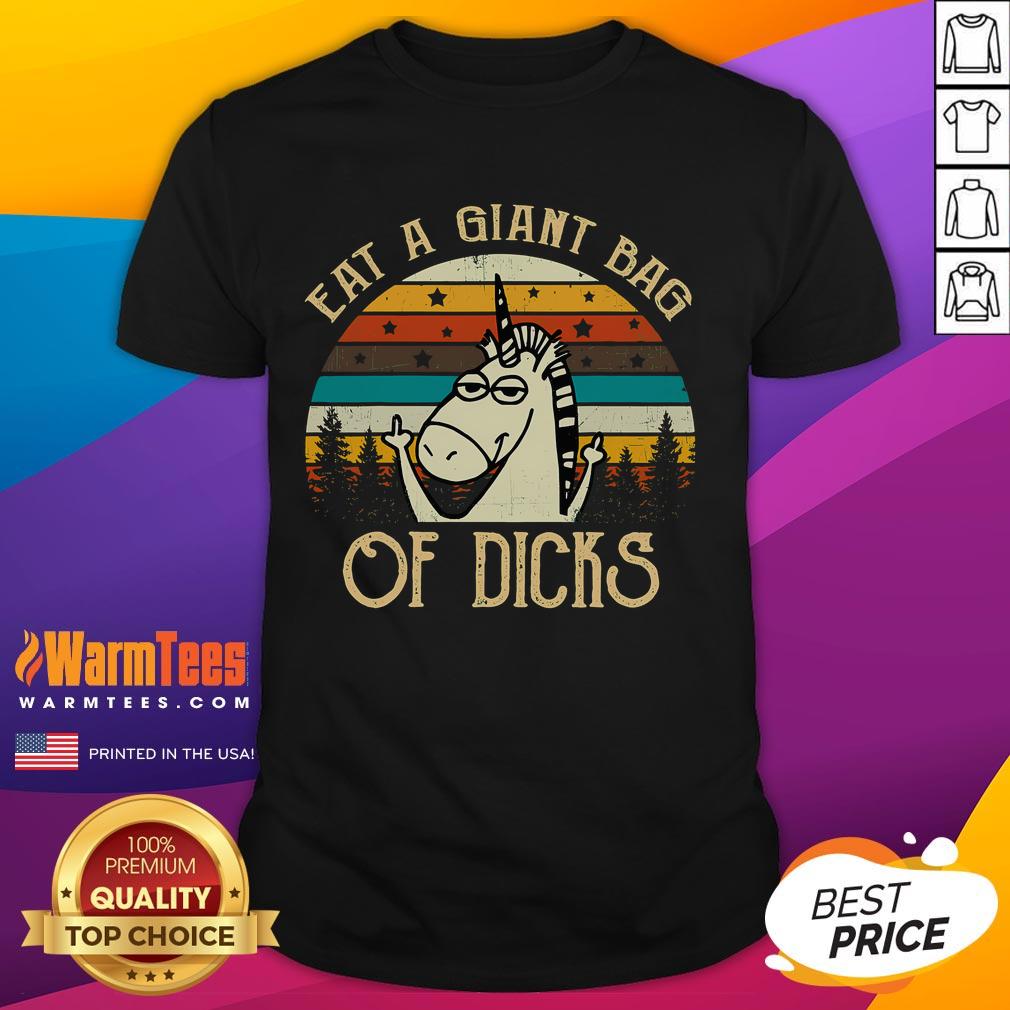 Funny Eat A Giant Bag Of Dicks Unicorn Vintage Sunset T-Shirt