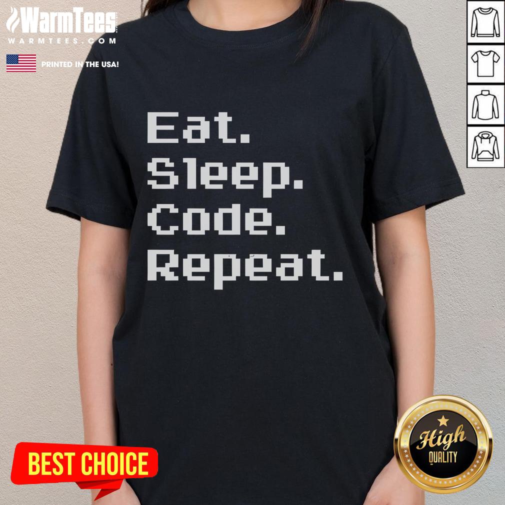 Funny Eat Sleep Code Repeat Retro T-Shirt - Image 3