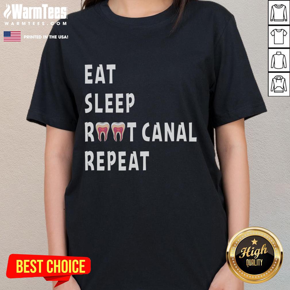 Funny Eat Sleep Root Canal Repeat Dentist Endodontist T-Shirt - Image 3