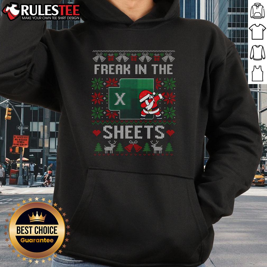 Funny Excel Freak In The Sheets Spreadsheet Ugly Christmas T-Shirt - Image 2