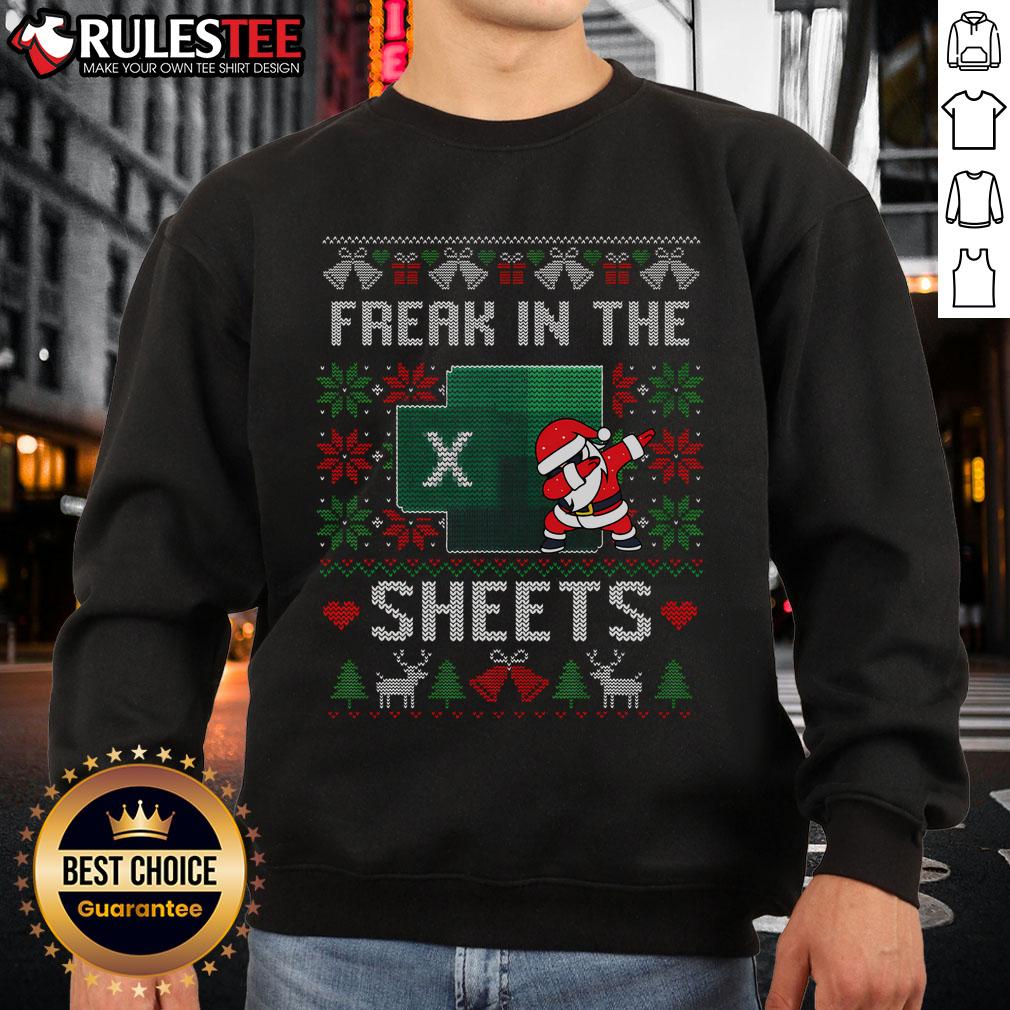 Funny Excel Freak In The Sheets Spreadsheet Ugly Christmas T-Shirt - Image 5