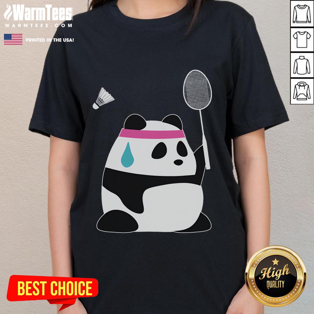 Funny Exhausted Badminton Panda Shuttlecock T-Shirt - Image 4