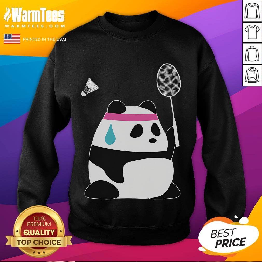 Funny Exhausted Badminton Panda Shuttlecock T-Shirt - Image 2
