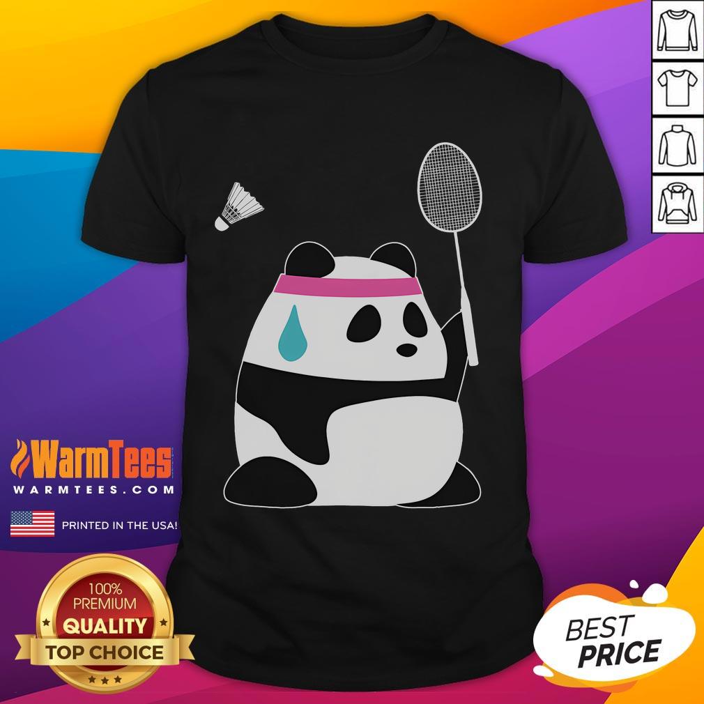 Funny Exhausted Badminton Panda Shuttlecock T-Shirt