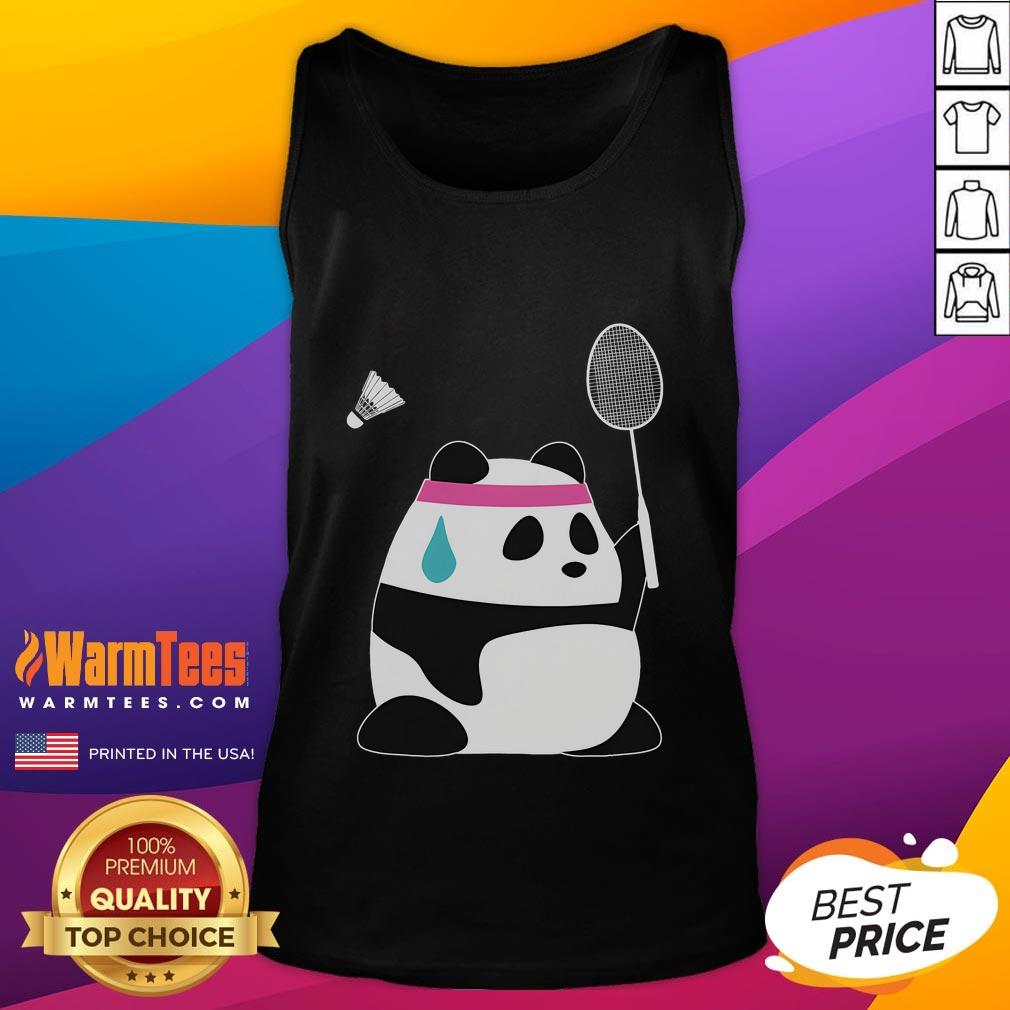 Funny Exhausted Badminton Panda Shuttlecock T-Shirt - Image 5