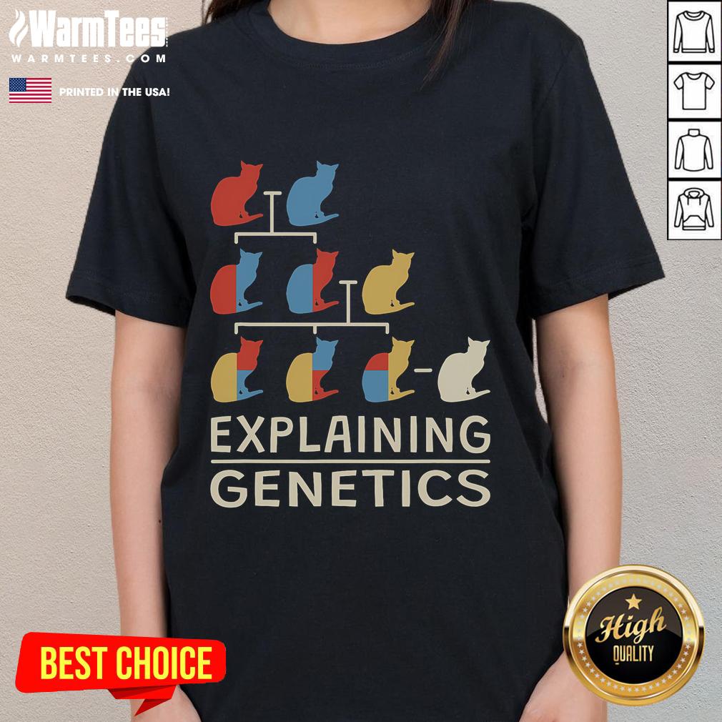 Funny Explaining Genetics Cat Teacher Genomics Biologist Genetics T-Shirt - Image 3