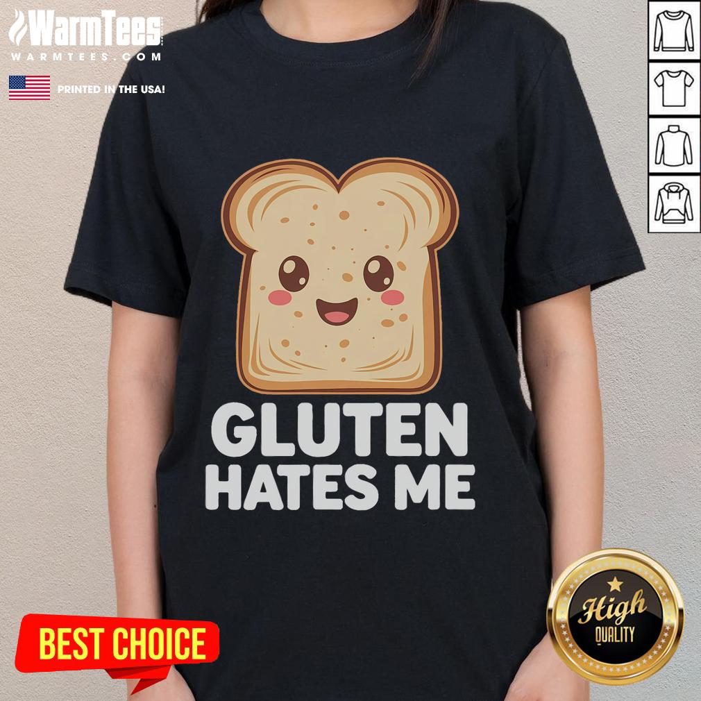 Funny Gluten Free Gluten Hates Me Celiac Gluten T-Shirt - Image 3