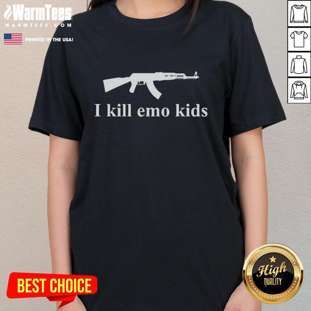 Funny Gun I Kill Emo Kids T-Shirt - Image 3
