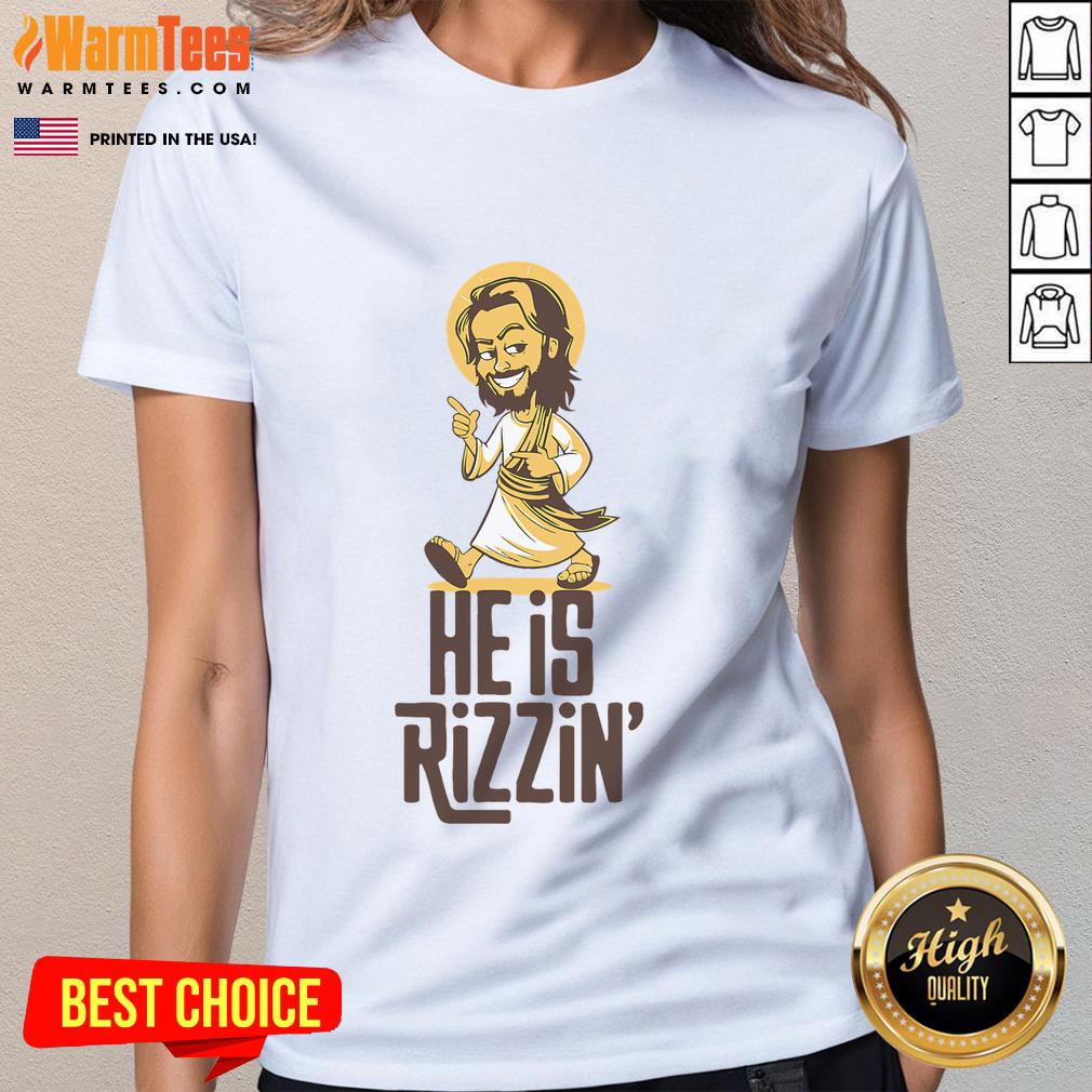 Funny He Is Rizzin Christian Jesus Christ Rizz Risen Easter T-Shirt - Image 3