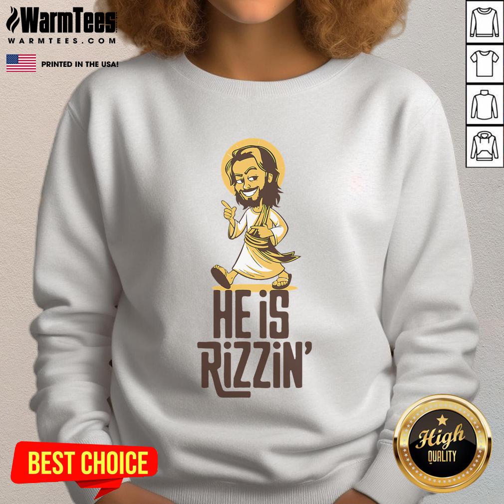 Funny He Is Rizzin Christian Jesus Christ Rizz Risen Easter T-Shirt - Image 5