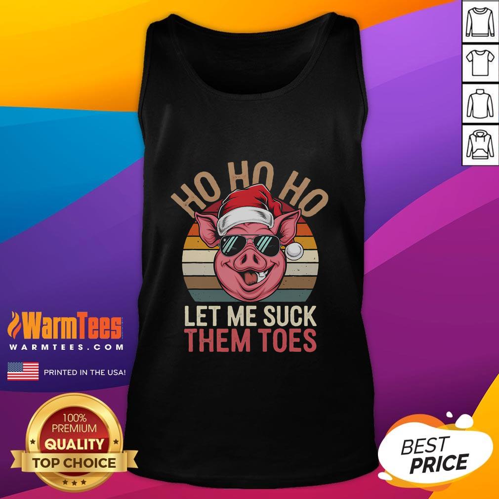 Funny Ho Ho Ho Let Me Suck Them Toes Christmas Eve Santa Pig Vintage Sunset T-Shirt - Image 4