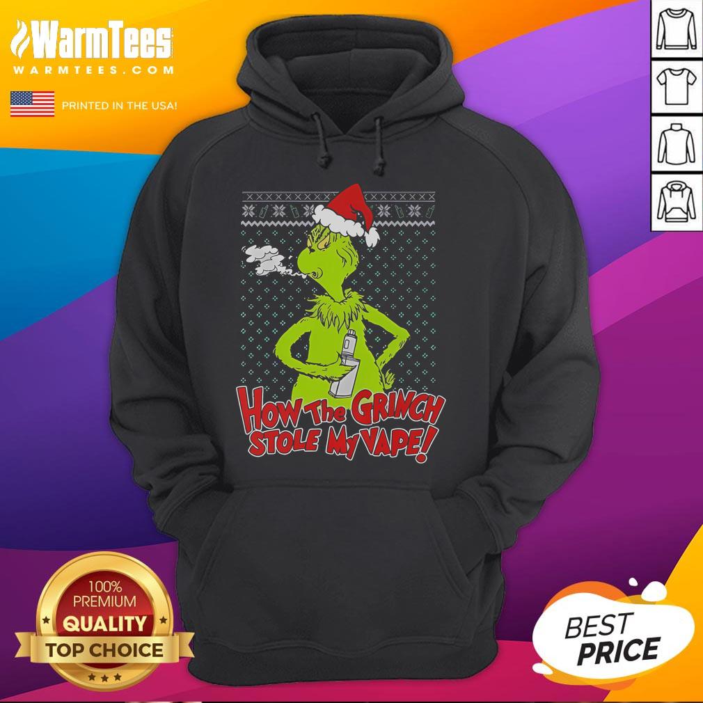 Funny How The Grinch Stole My Vape Ugly Christmas T-Shirt - Image 2