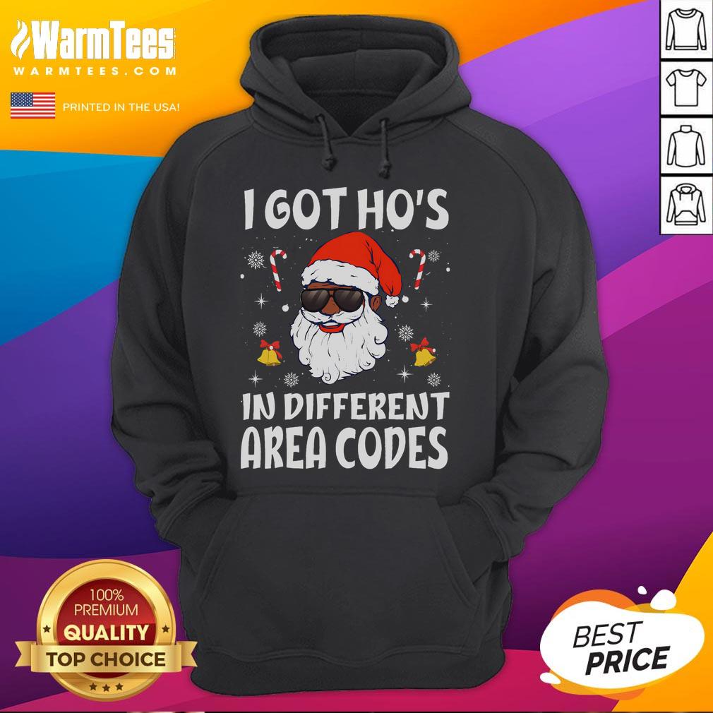 Funny I Got Ho's In Different Area Codes Afro American Santa Claus T-Shirt - Image 2