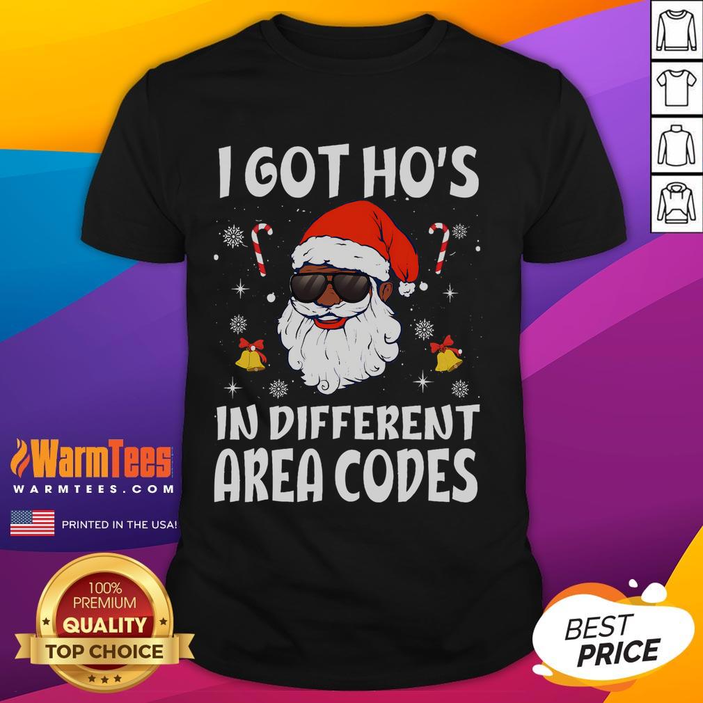 Funny I Got Ho's In Different Area Codes Afro American Santa Claus T-Shirt