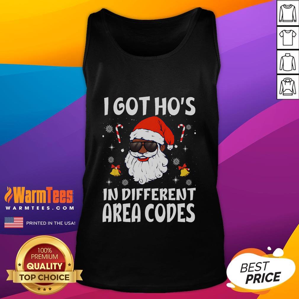 Funny I Got Ho's In Different Area Codes Afro American Santa Claus T-Shirt - Image 4