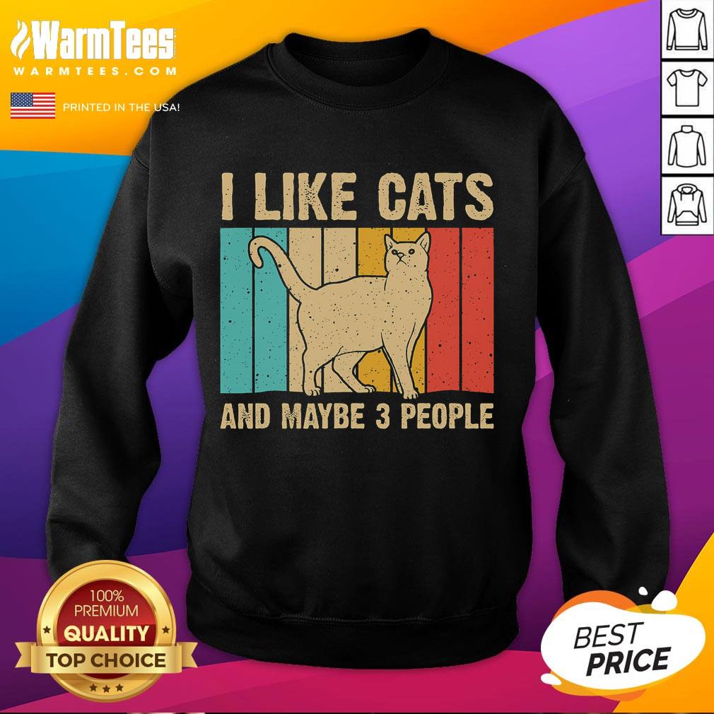 Funny I Like Cats And Maybe 3 People Vintage Retro T-Shirt - Image 5