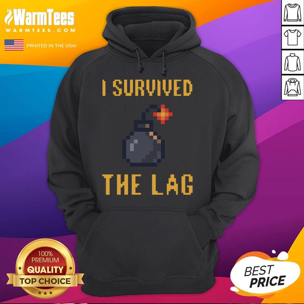 Funny I Survived The Lag 8bit Gamer T-Shirt - Image 2