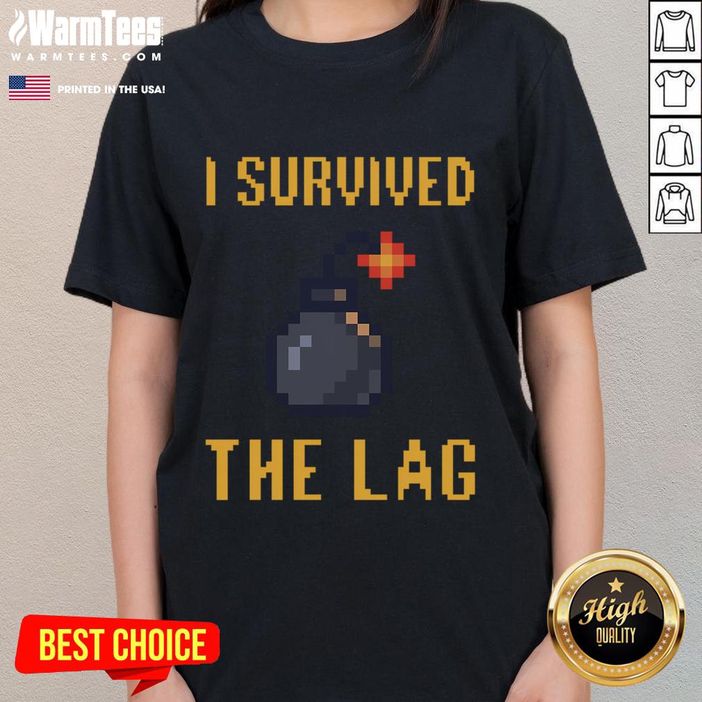 Funny I Survived The Lag 8bit Gamer T-Shirt - Image 3