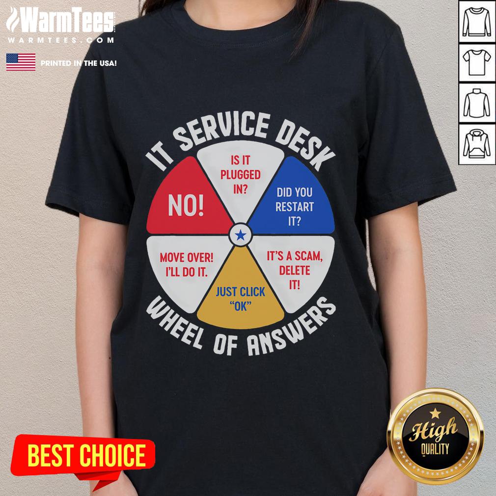 Funny IT Service Desk Wheel Of Answers Information Technology T-Shirt - Image 3