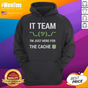 Alternative view of Funny It Support Tech Team Joke I'm Just Here For The Cache T-Shirt