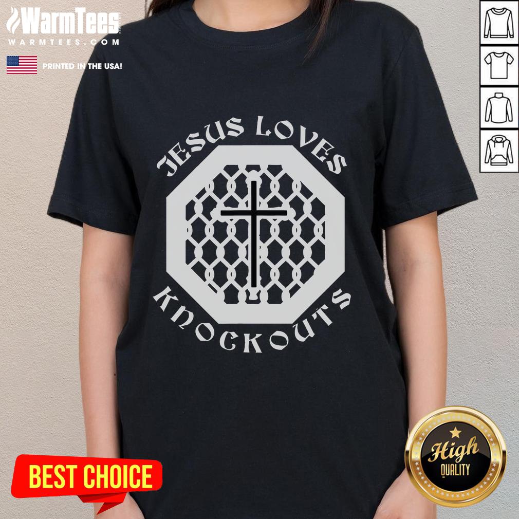 Funny Jesus Loves Knockouts Cross Jesus Love T-Shirt - Image 3