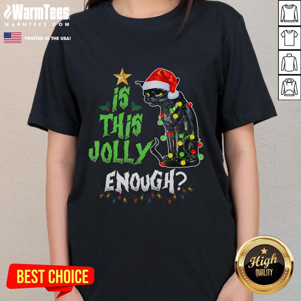 Funny Jolly Grumpy Santa Cat Funny Christmas Cat Lover T-Shirt - Image 3
