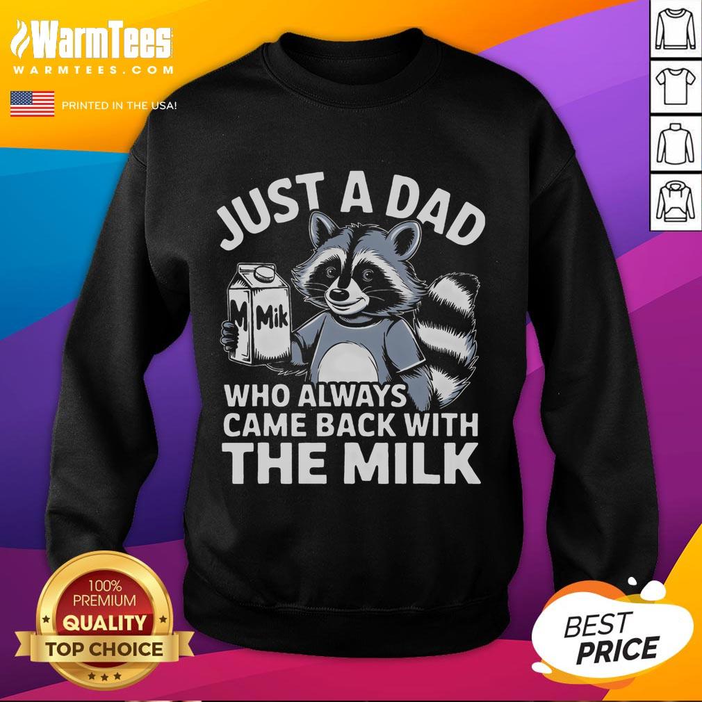 Funny Just A Dad Who Always Came Back With The Milk Raccoon T-Shirt - Image 5