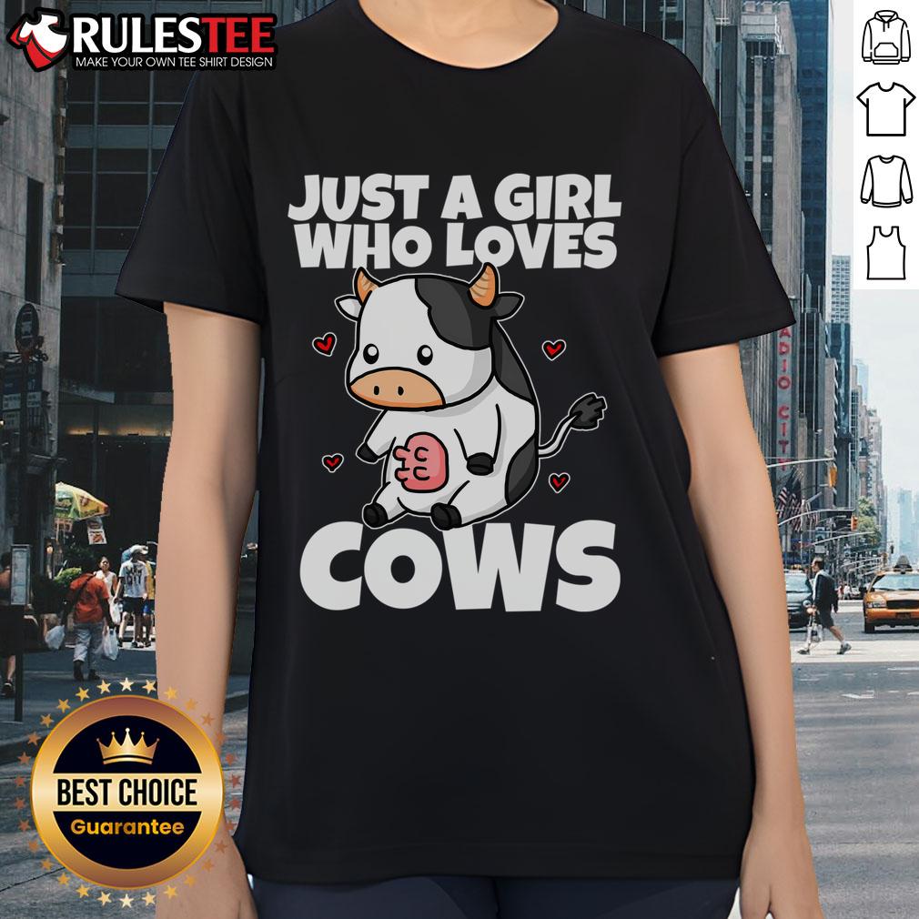 Funny Just A Girl Who Loves Cow Cute Cow Milk Farmer T-Shirt - Image 3
