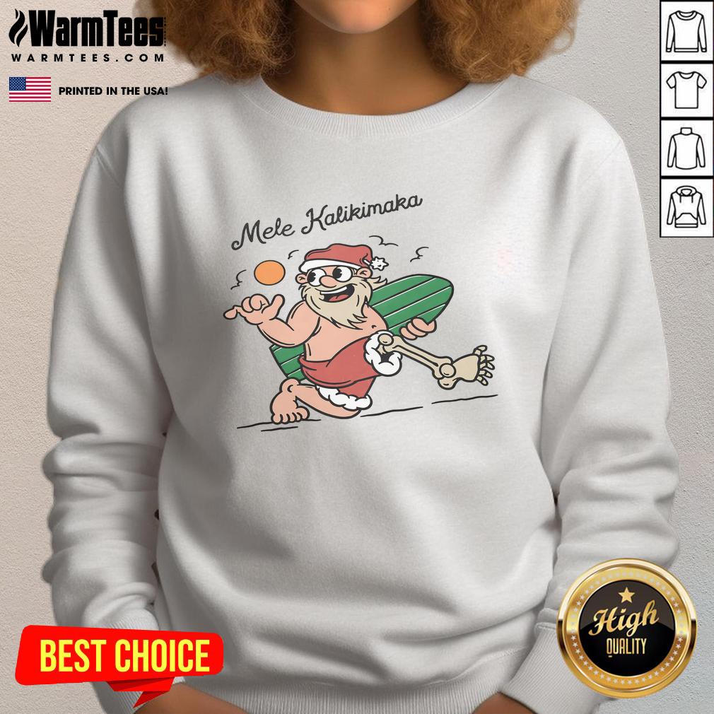 Funny Mele Kalikimaka Santa Surfing T-Shirt - Image 5