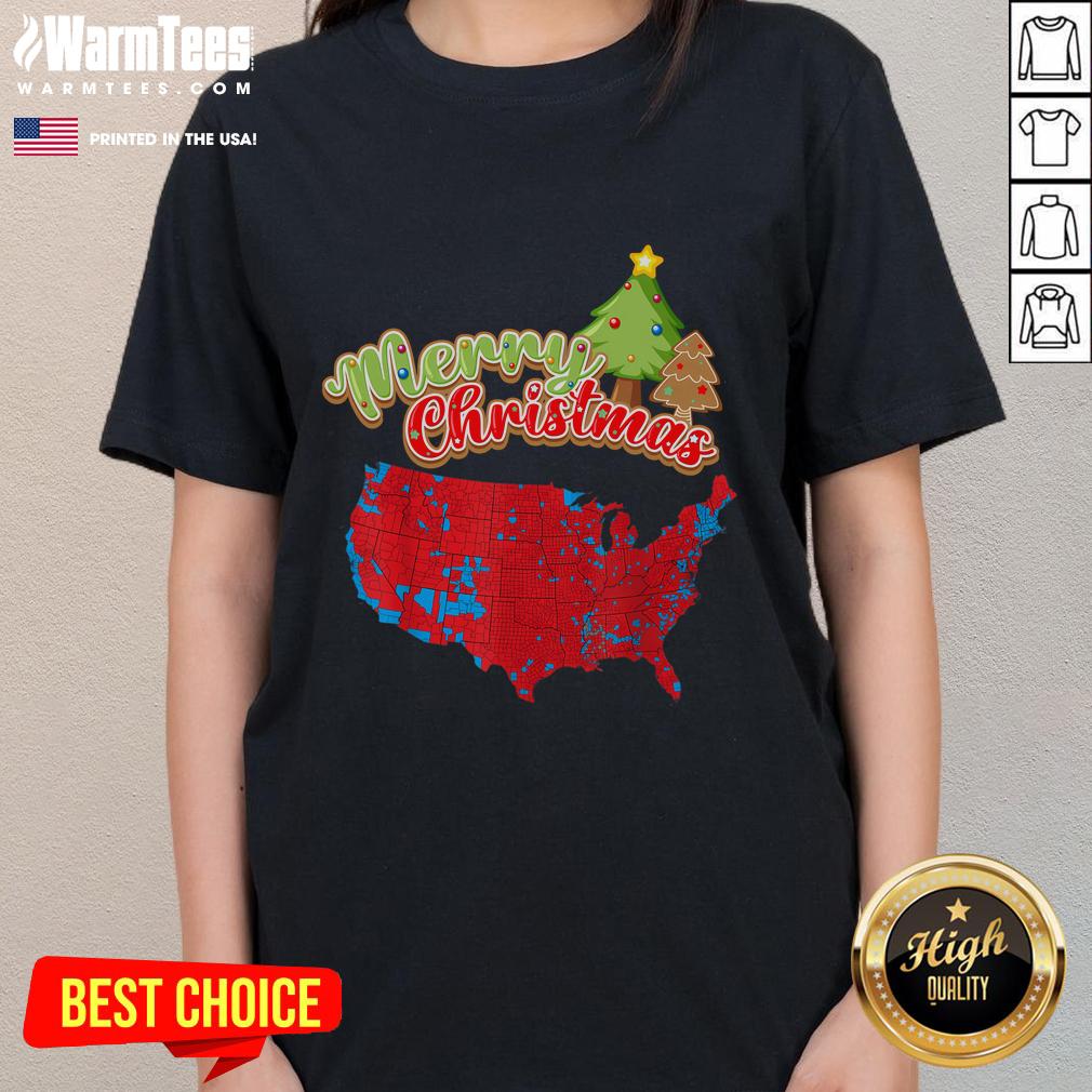 Funny Merry Christmas America Election Map 2024 T-Shirt - Image 3