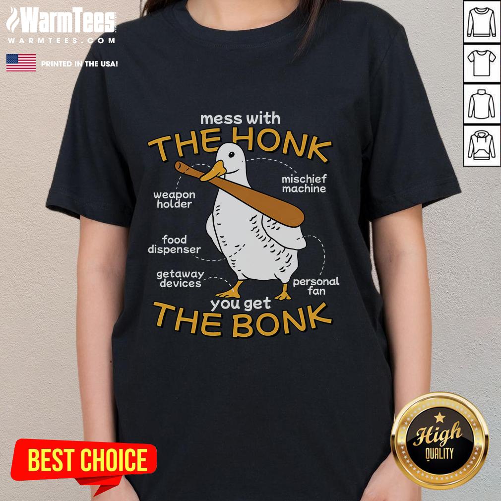 Funny Mess With The Honk You Get The Bonk Goose Anatomy T-Shirt - Image 3