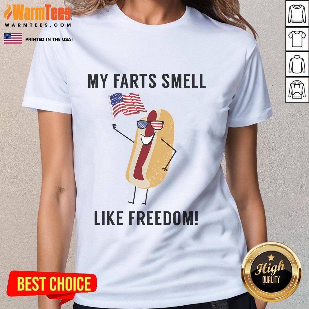 Funny My Farts Smell Like Freedom Patriotic Hotdog T-Shirt - Image 3
