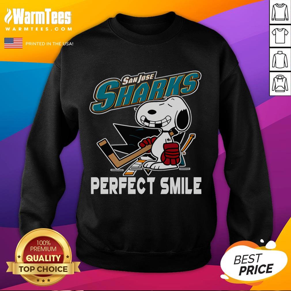 Funny NHL San Jose Sharks Snoopy Perfect Smile The Peanuts Movie Hockey T-Shirt - Image 5