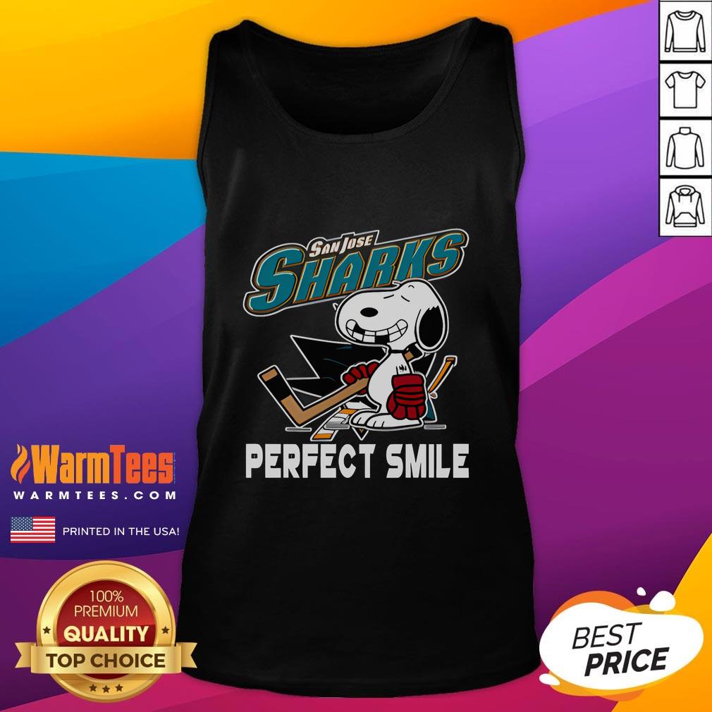Funny NHL San Jose Sharks Snoopy Perfect Smile The Peanuts Movie Hockey T-Shirt - Image 4